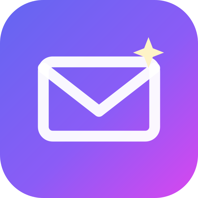 Le logo de l’outil : une enveloppe et une étincelle sur un dégradé violet