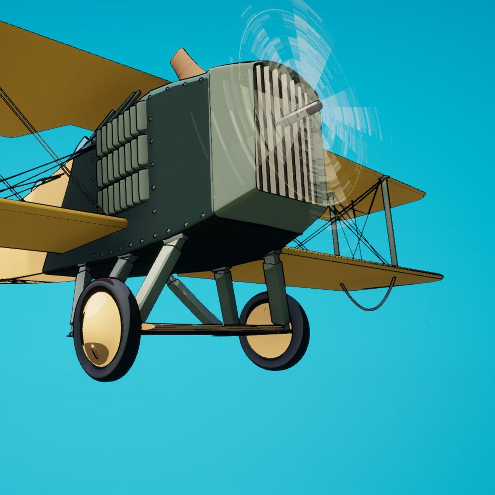 Le moteur, son radiateur et l’hélice en mouvement, vus de près