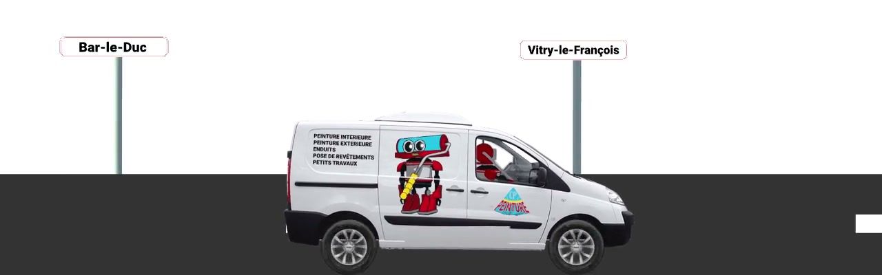 La camionnette habillée de la mascotte et du logo roule de Bar-le-Duc à Vitry-le-François, Saint-Dizier et Châlons-en-Champagne