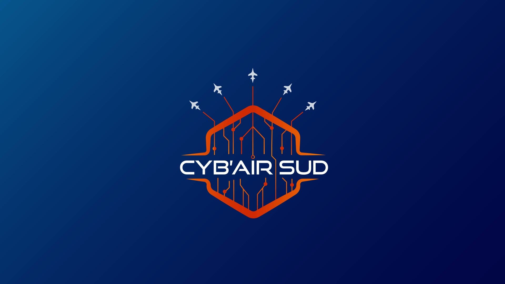 Le logo animé du symposium Cyb’Air Sud, sur fond bleu nuit