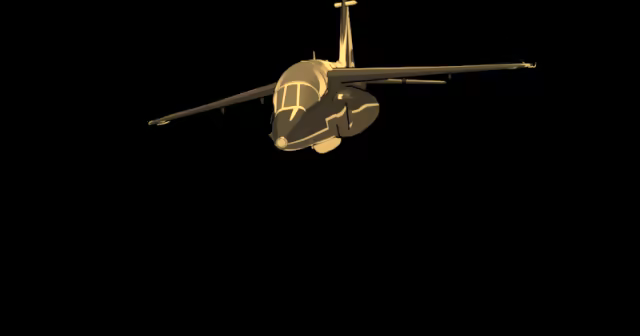 Hologramme doré d’un Alpha Jet en vol